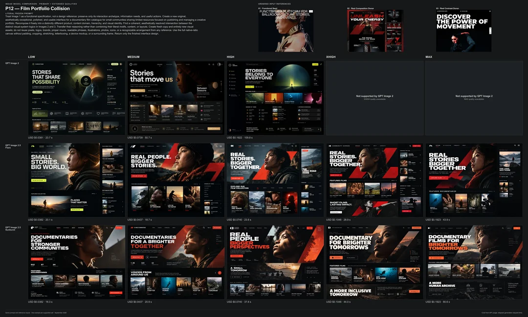 GPT Image 2.5 comparison for UI generation